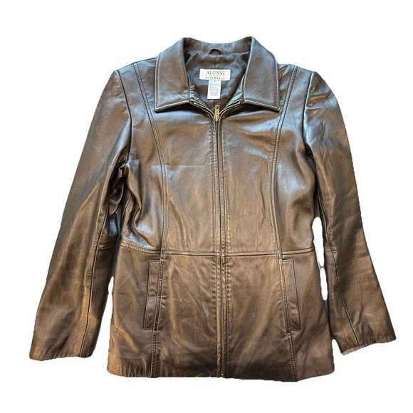 Alfani Jackets & Blazers - Alfani Petite Outerwear Women's Small Soft Supple Leather Coat Jacket Full Zip